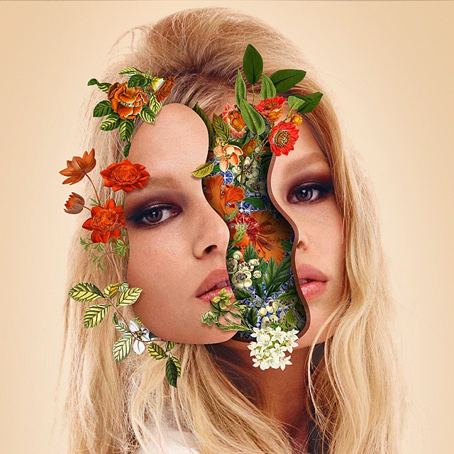 artist Marcelo Monreal Un Bounded portraits with flowers collages