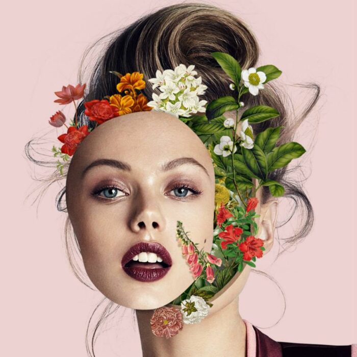 artist Marcelo Monreal Un Bounded portraits with flowers collages