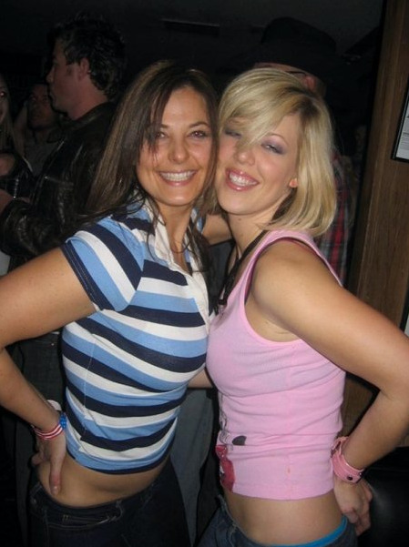 blonde and brunette, cousins, girls, early 2000's, early 00s style