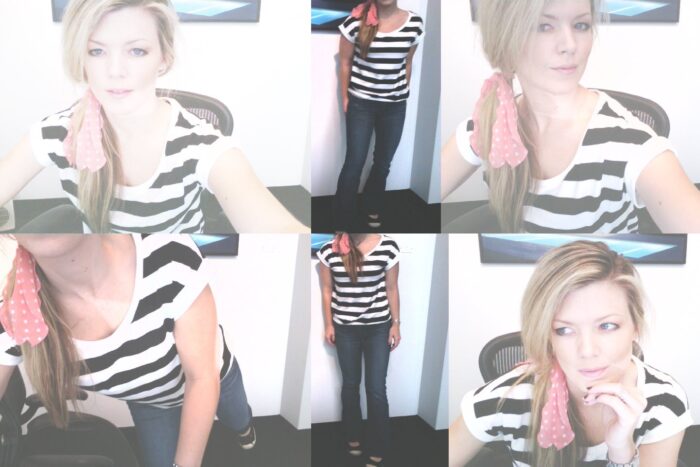 black and white striped tee t-shirt and jeans with heels for work