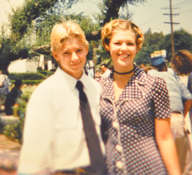 brother and sister, 90s, 90s style, 90s fashion, drew barrymore style 90s, short hair, 70s dress, polka dot dress