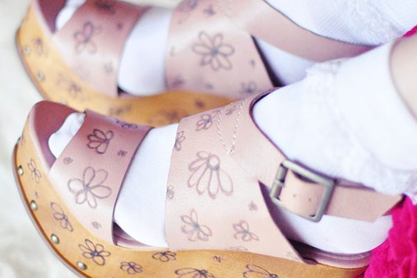 flower-carved-wood-wedges-with-ruffle-socks - DIY SHOES