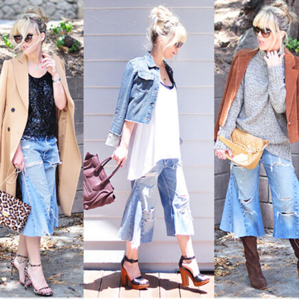 DIY-Denim-Gauchos-3-Ways-to-Wear-gaucho jeans, jorts for fall