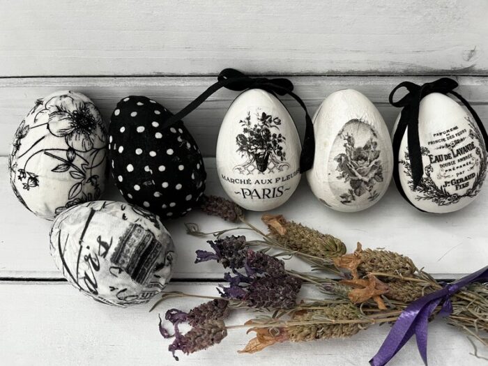 black and white easter eggs