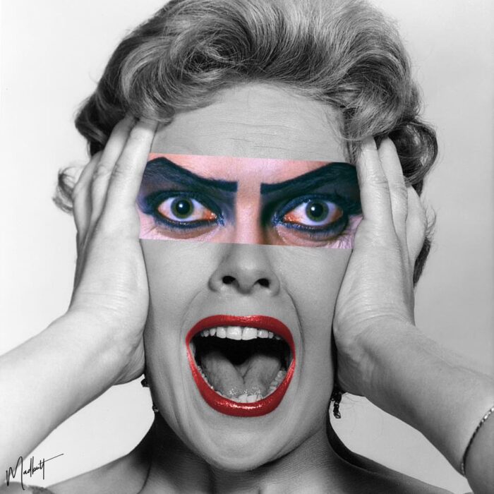 mad butt collage art - vintage - rocky horror