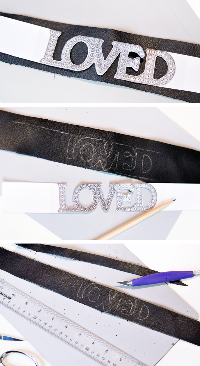 DIY Leather & Crystal LOVED Choker - Gucci