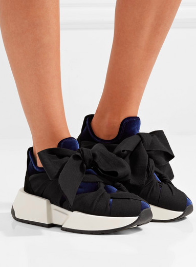 MM6 MAISON MARGIELA Suede-trimmed canvas and velvet sneakers