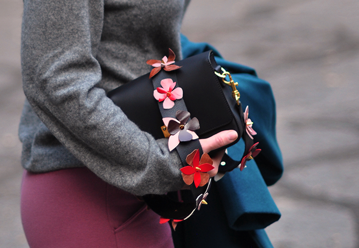 cozy fall style in fall colors-barton perreira sunglasses- diy fendi flower bag strap -love maegan tintari