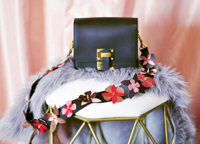 DIY Leather Shoulder Strap inspired by Fendi's Flowerland Strap You bag strap with flowers
