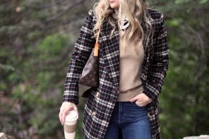 plaid coat-winter style -hat and jacket-camel and denim