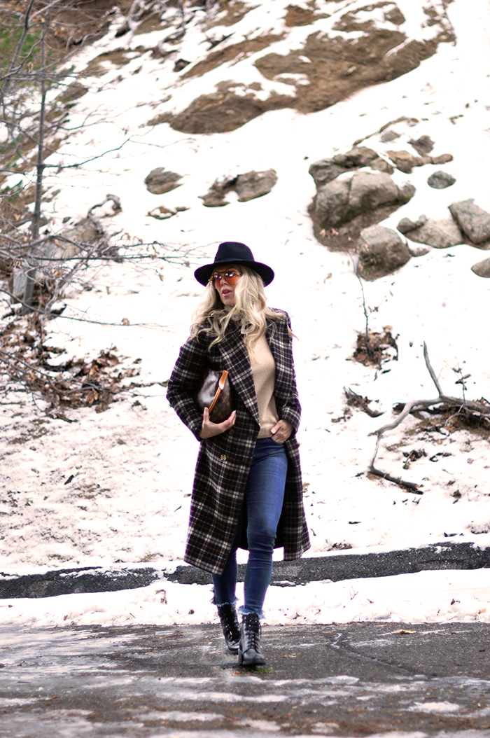 winter style, plaid coat, louis vuitton bag, lake arrowhead, mountain life, snow season, love maegan tintari blo