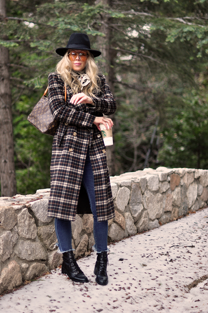 winter style, plaid coat, louis vuitton bag, lake arrowhead, mountain life, snow season, love maegan tintari blo