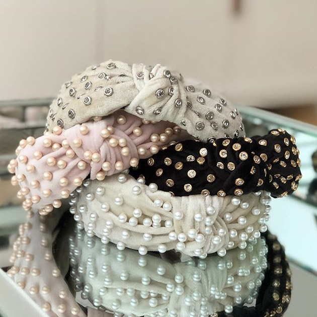 hair accessory trends - knotted jeweled velvet bulky headbands - hair accessories