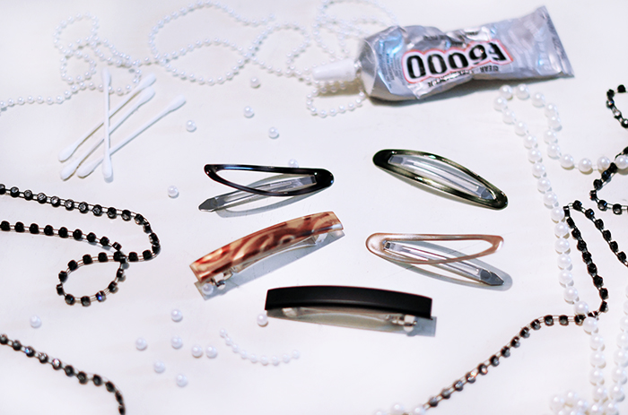 diy pearl and crystal hair clips and barrettes