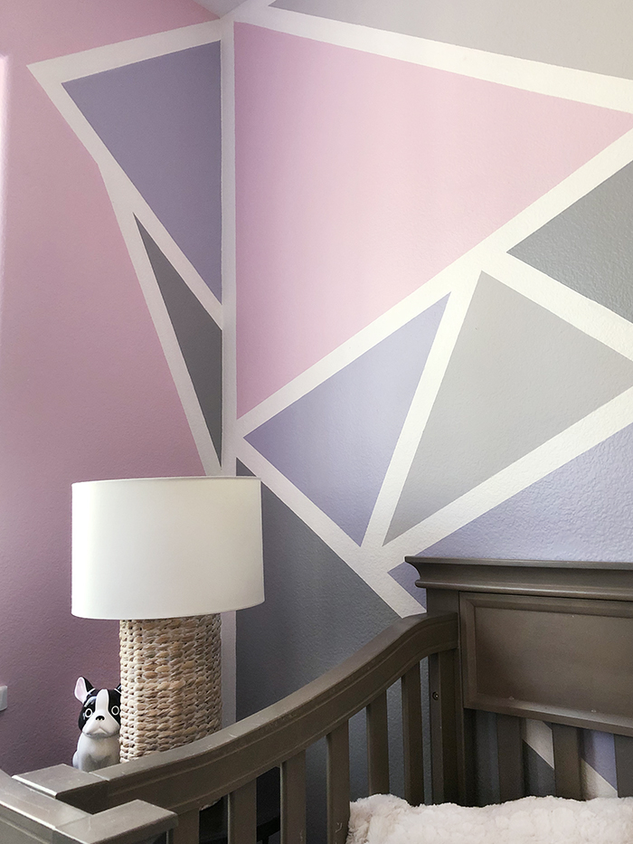 home decorating ideas-kids rooms-geometric accent feature wall in little girl's room