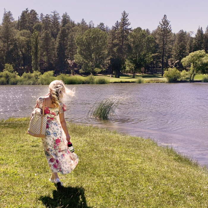 floral empire waist dress with pouf cap sleeves - romantic look - modern bridgerton style