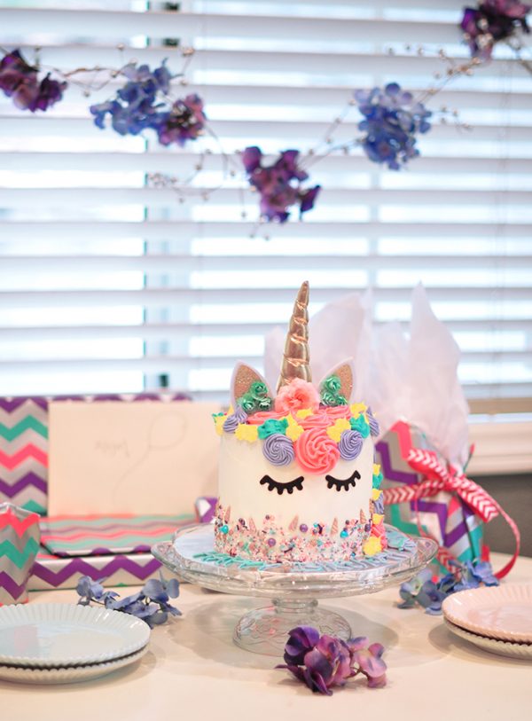 Unicorn cake birthday party