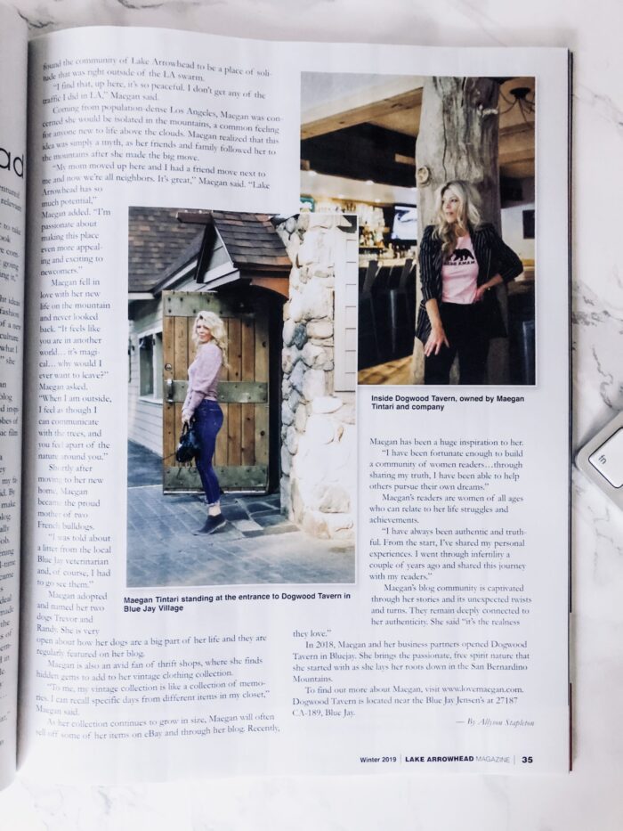 The Lake Arrowhead Magazine - featured article Maegan Tintari