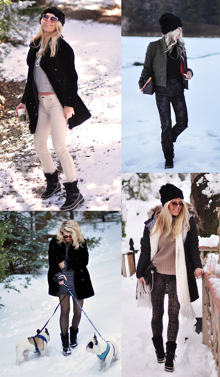 winter style in the snow-short black snow boots-sorel tivoli booties