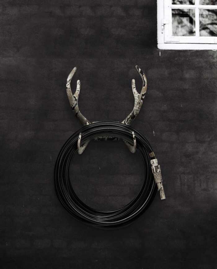 chic garden supplies - pretty garden hose with antlers hose wall mount and cobra nozzle