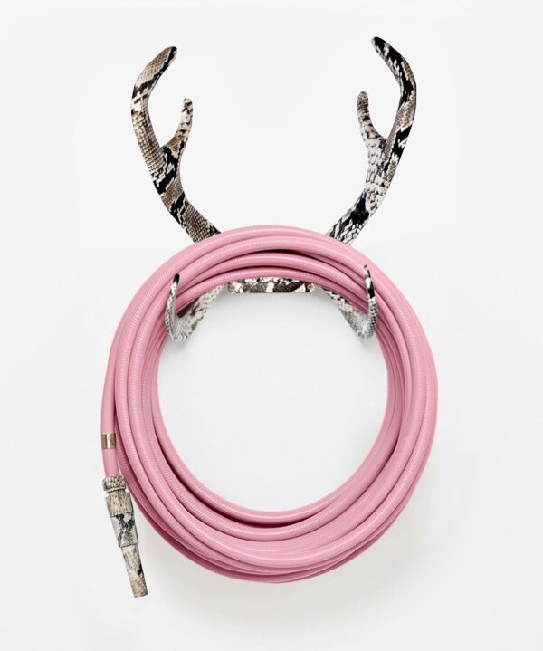 chic garden supplies - pretty pink garden hose with antlers hose wall mount and cobra nozzle