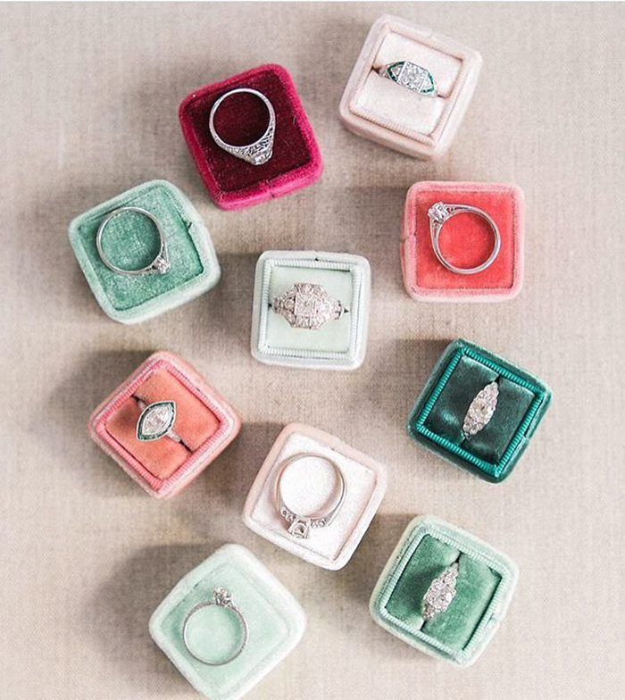 beautiful velvet wedding ring boxes in any color of the rainbow