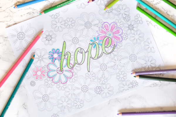 hope is blooming printable coloring page