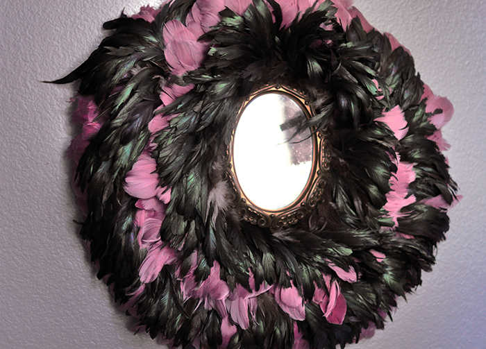 Diy funky wall art - multicolored juju hat - circle wall art with feathers