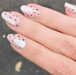 abstract dotted flesh tone nail art