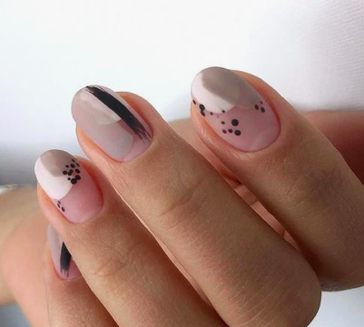 abstract dotted flesh tone nail art