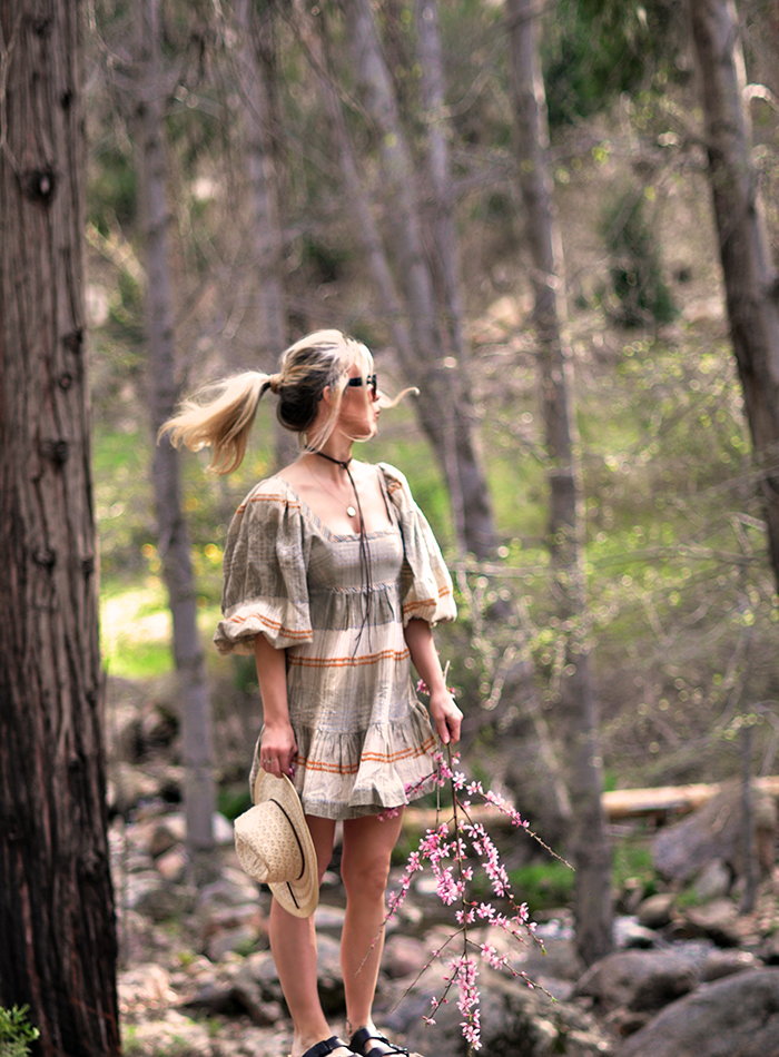 summer dresses - quarantine house dresses - super comfy dresses - boho dress by free people - maegan in lake arrowhead