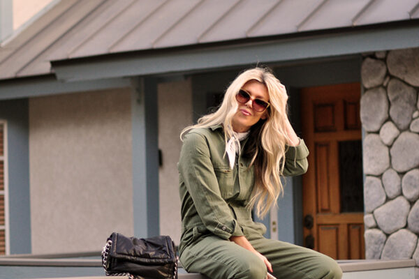 army green coveralls with checkered vans - fall style 2020