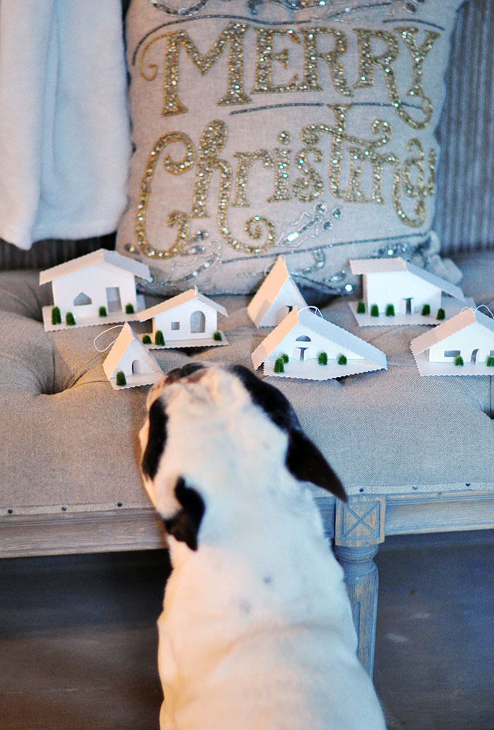 little tiny houses+diy christmas ornaments, french bulldog