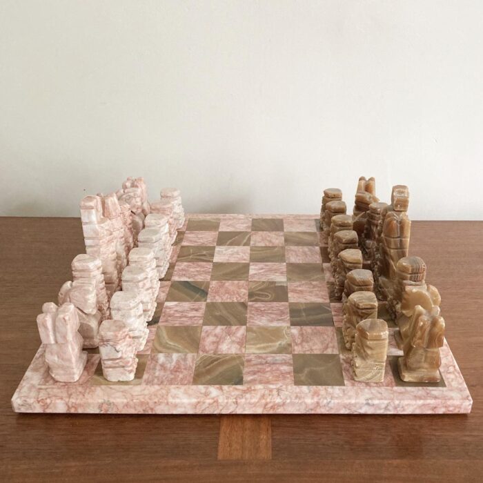 pink stone chess set