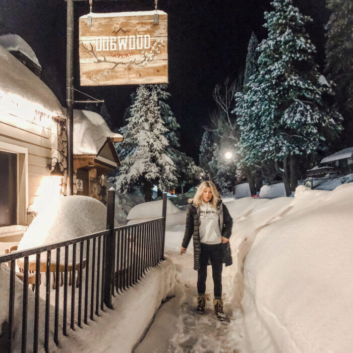 Dogwood Tavern in the snow lake arrowhead, blue jay california snow