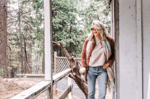 light wash jeans-docs-fauxt fur coat-home depot-love maegan-lake arrowhead