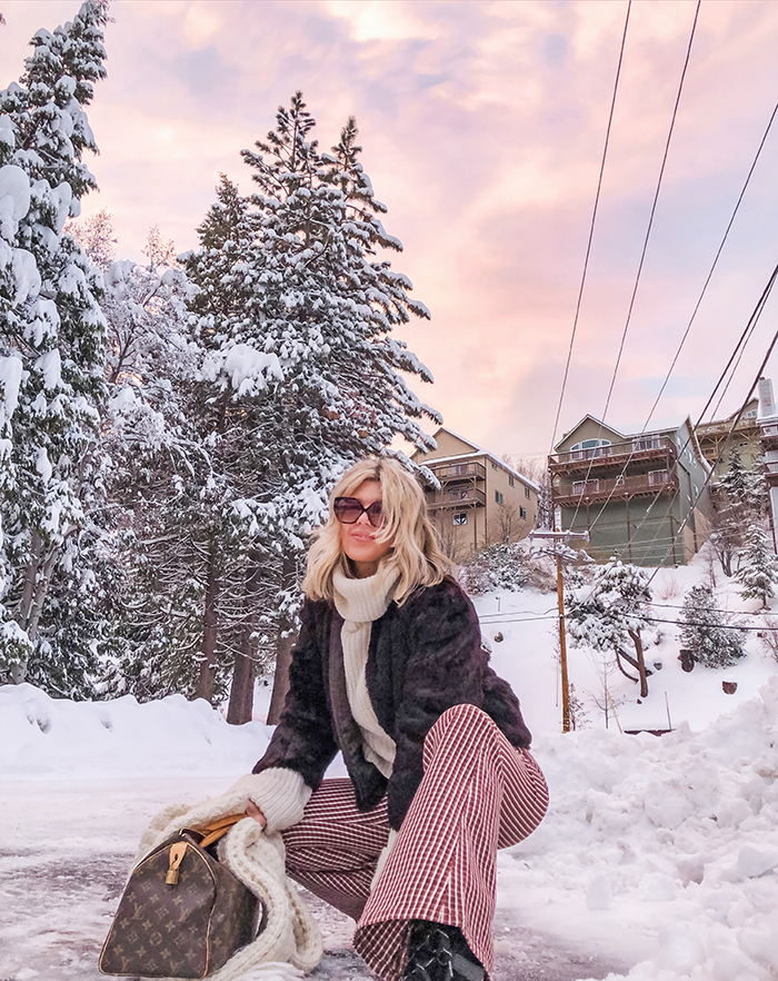 small town life, winter, snow days, winter outfits, snow style, bell bottoms, 70s style, lake arrowhead, life in lake arrowhead