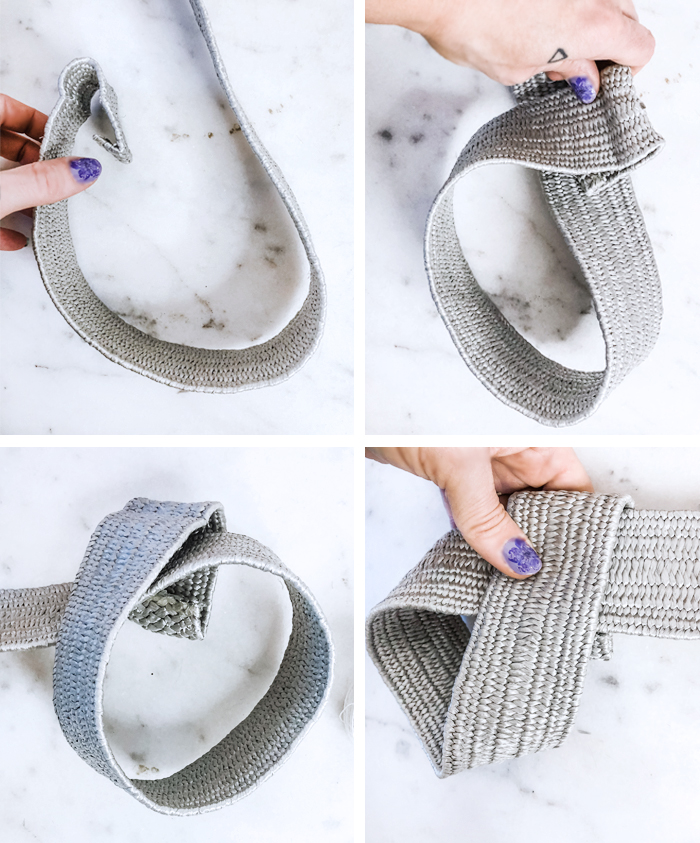 DIY roller skate leash-how to make a skate carry strap using an old woven stretch belt