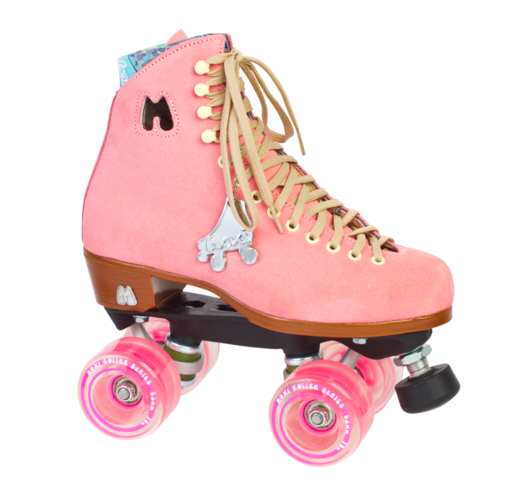 strawberry pink moxi lolly outdoor roller skates with pink wheels