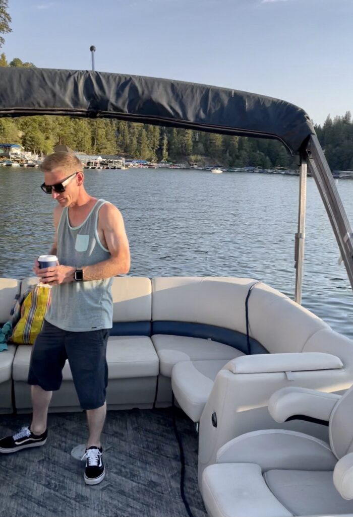 chad on the boat on lake arrowhead