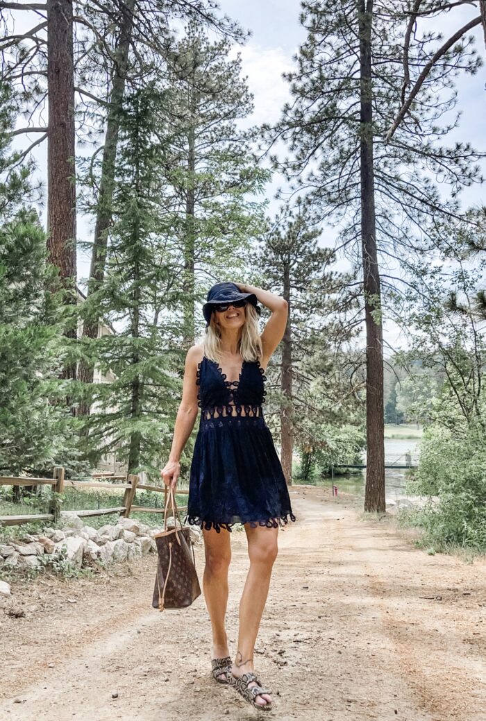 little black dress, summer style, summer dresses, louis vuitton bags, louis vuitton neverfull bag, fashion blog, lake arrowhead, country club, country club golf course, lake arrowhead pool