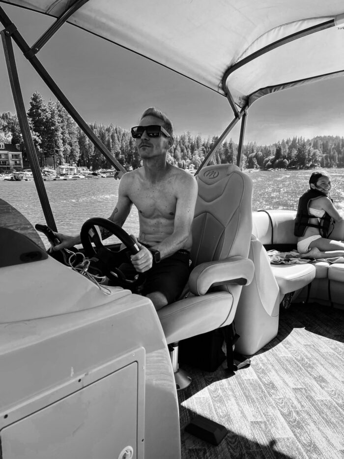 black and white photo, summer, boat, on a boat, boat life, lake life, lake arrowhead