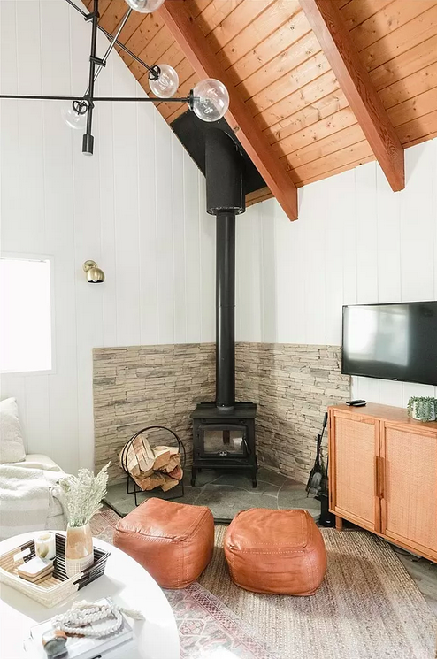 fireplace stove wall living room