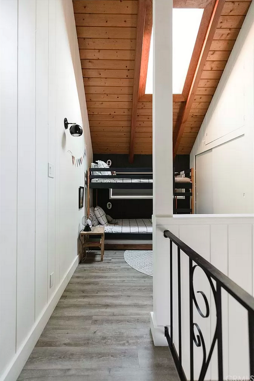 perfectly styled mountain bunk beds loft area