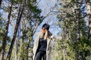 winter style, snow day, casual winter outfit, bare trees, street style, snow in lake arrowhead, branches canopy