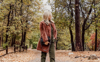 fall style-autumn colors-orange leaves, tree lined streets, style over 40, coveralls, fall looks, what to wear this fall