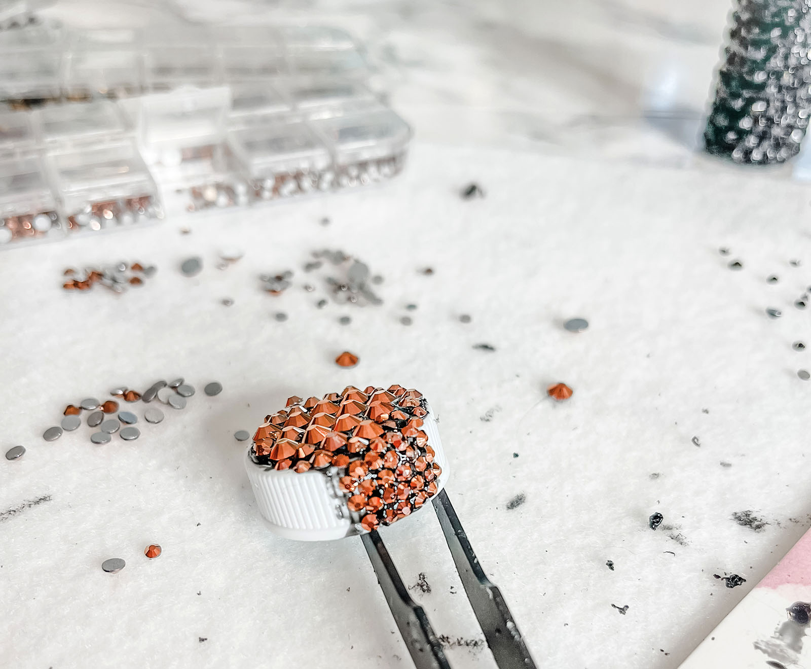 DIY Crystal Studded Pill Box for your Handbag