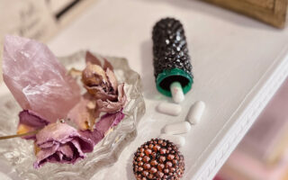 DIY crystal studded pill box case for purse