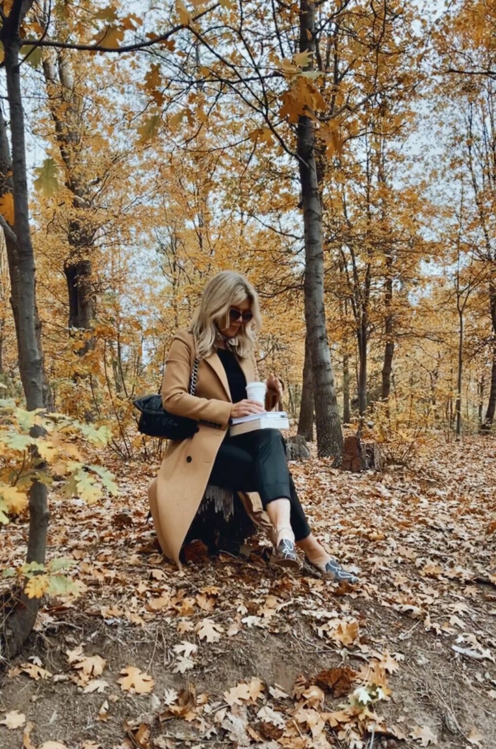 reading books in the forest