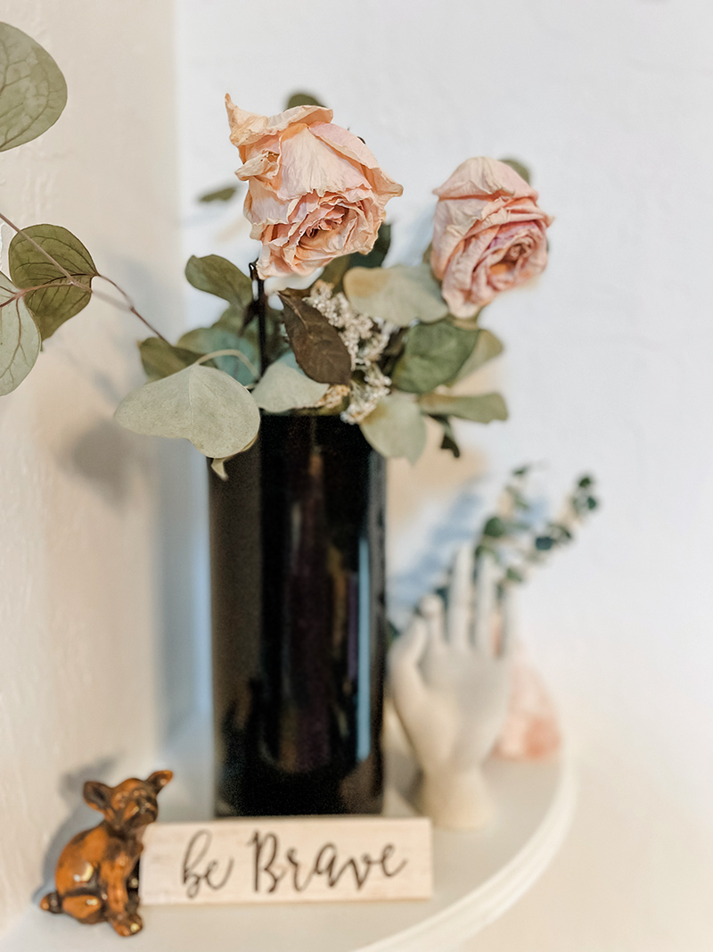 pretty pink dried roses and eucalyptus-dried flowers